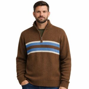 Timberland 100% Lambswool Quarter Zip Sweater Mens Sz XL Preppy Stratham Outdoor